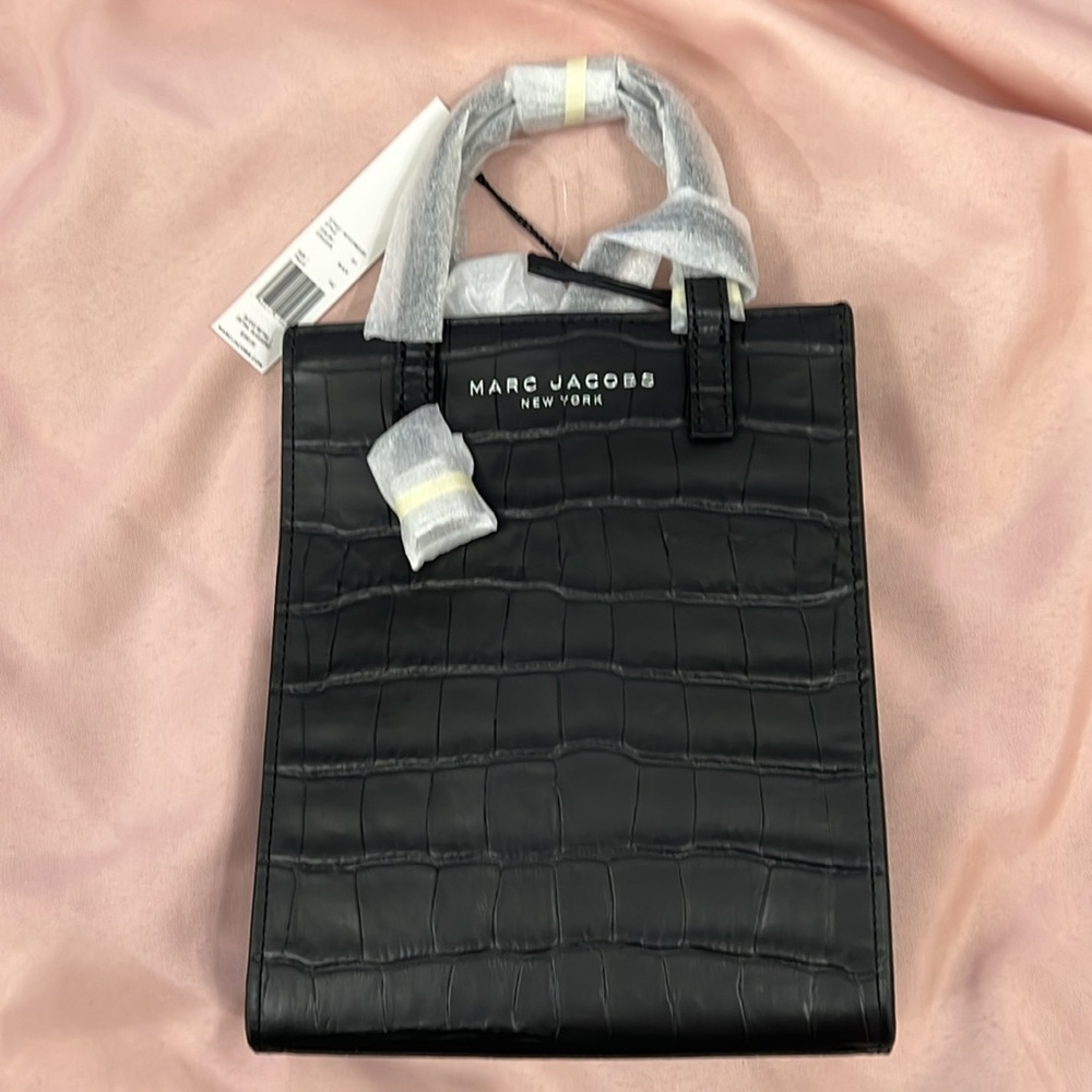 Marc Jacobs Micro Croc-Embossed Leather‎ Tote Crossbody Bag in Black - NWT - Picture 5 of 6